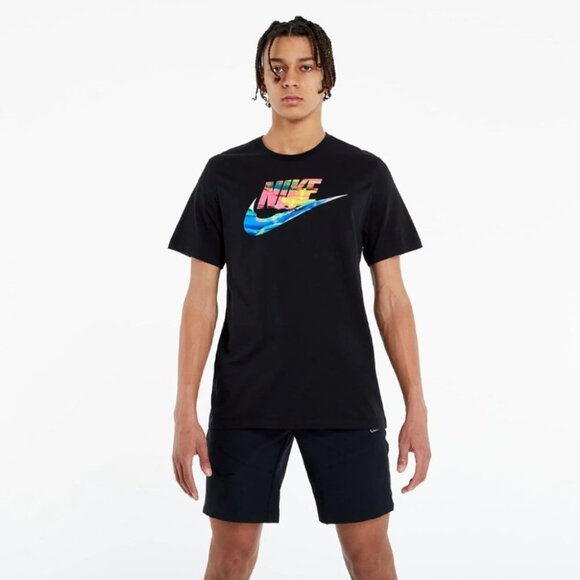 Nike Black Sportswear Short sleeve Tee Spring Break Hybrid  multicolored logo M - Picture 10 of 11